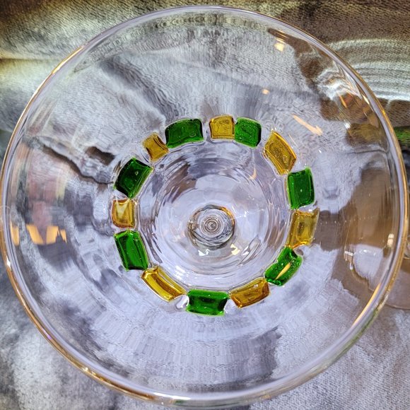4 Murano Italian Cocktail Glasses, clear/colored block pattern - MCM, EUC - Picture 7 of 11